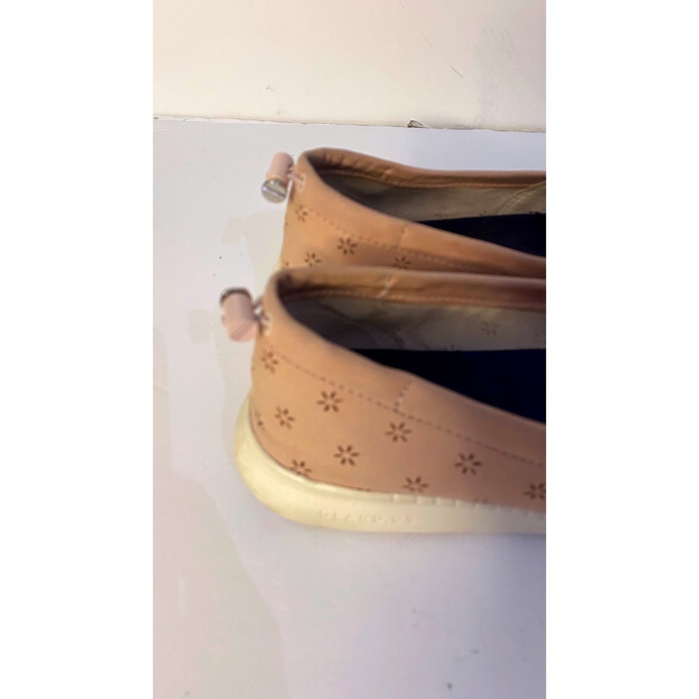 Cole Haan Zerogrand Pink Leather Laser Cut Floral shoes Slip On Loafers Sz 8 - Picture 5 of 7
